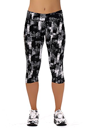 Ancia Womens Tartan Active Workout Capri Leggings Fitted Stretch Tights