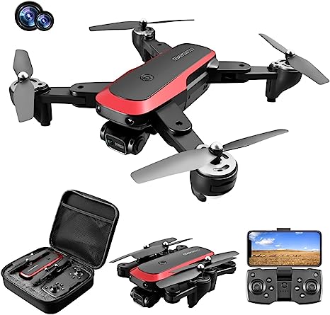 Folding Drone - Optical Flow Dual Camera   ESC   360° Obstacle Avoidance   Led Cool Lighting   Dual 1080p HD Camera…