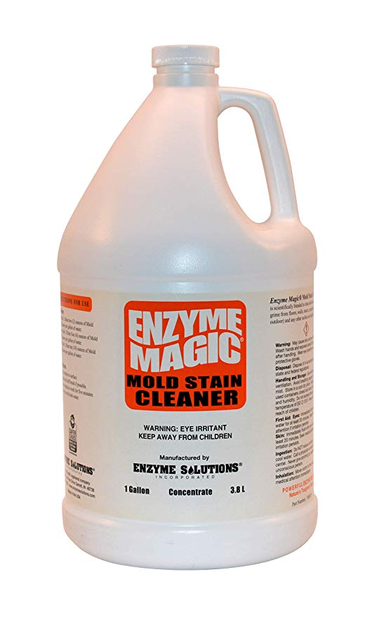 ENZYME MAGIC Mold Stain Cleaner 1 Gal Concentrate (Makes 64-gal) Enzyme Based Mold/Mildew Stain Remover, Best to Clean Grout, Tile, Wall, Bathroom. Non-Toxic Indoor/Outdoor Cleaner (EPA Safer Choice)