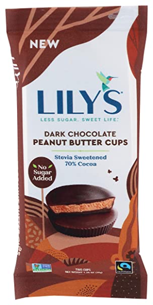Lily's Sweets, Dark Chocolate Peanut Butter Cups, 1.25 Ounce