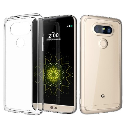 LG G5 Case, TOTU [Crystal Clear] Transparent Back Panel   TPU Grip Bumper [Scratch Resistant] Shock Absorbing Corner Protection Thin Lightweight Protective Case Accessories Cover for LG G5 Warranty