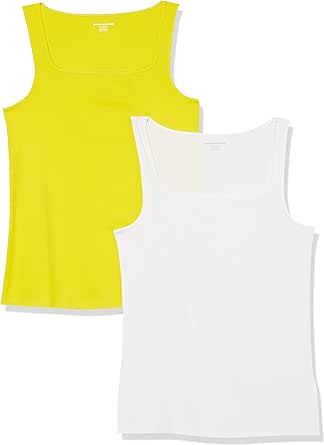 Amazon Essentials Women's Slim Fit Square Neck Tank, Pack of 2