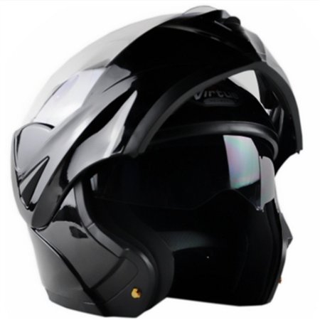 ILM 10 Colors Motorcycle Flip up Modular Helmet DOT (L, Gloss Black)