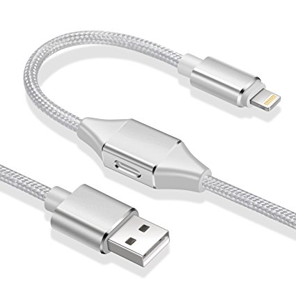 Dual Lightning Splitter Cable for iPhone X, ZHIHUM Multipurpose【Music Control& Charging& Data Sync& Phone Call】Lightning Headphone Adapter for iPhone 8&8 Plus/7&7 Plus (Silver)