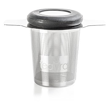 Tealyra - brewiTEA - Brew-In-Mug Tea Infuser Mesh Strainer with Metal Dish - Large Capacity and Perfect Size for Hanging on Teapots - Mugs - Cups - To Steep Loose Leaf Tea and Coffee