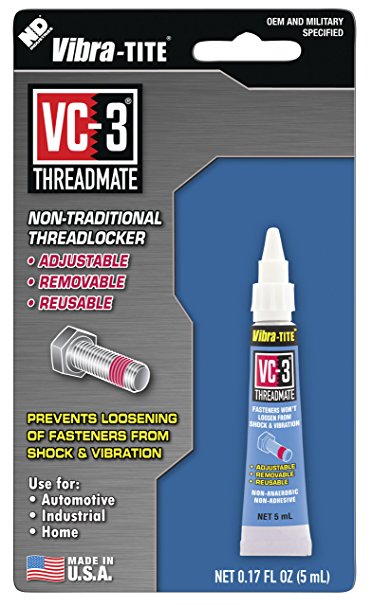 Vibra-TITE 213 VC-3 Threadmate Threadlocker, -65 to 165 Degree F, 5mL Tube, Red