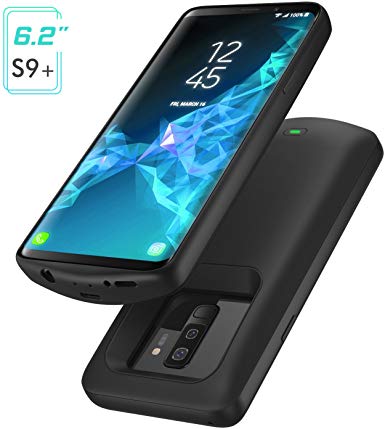 Samsung Galaxy S9 Plus Case, MoKo Battery Phone Case, Charger External Battery Pack Case, Soft TPU Protective Charging Power Cover Case for Samsung Galaxy S9 Plus, Black