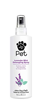 John Paul Pet Lavender Mint Detangling Spray for Dogs and Cats, Soothes Moisturizes and Replenishes Dry Unruly Fur, Non-Aerosol, 8-Ounce