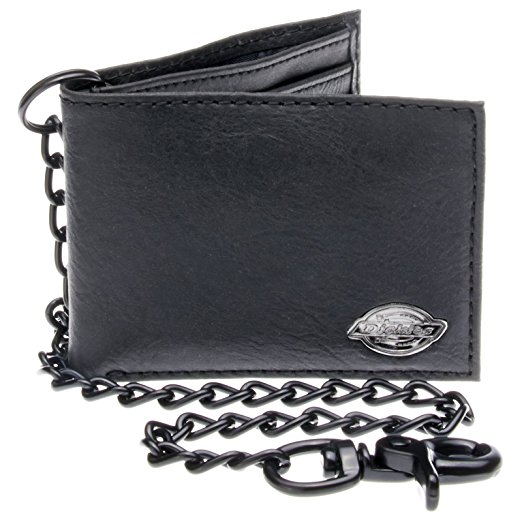 Dickies Men's Leather Slimfold Wallet With Chain