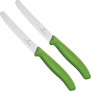 Victorinox Swiss Classic 4.3 Inch 2 Piece Tomato and Table Knife Wavy Edge Green