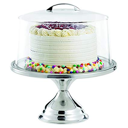 TableCraft Products 821422 Cake Stand & Cover Set, 12.75" Dia x 13.75" H