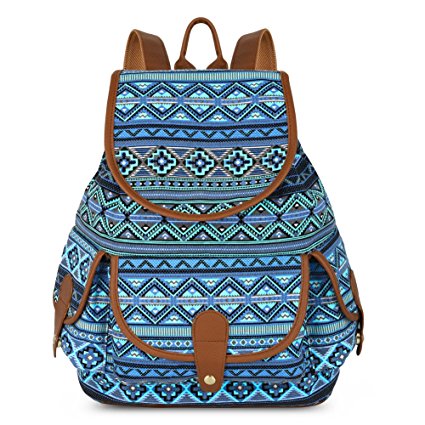 Vbiger Canvas Backpack Casual School Bag Travel Daypack for Girl