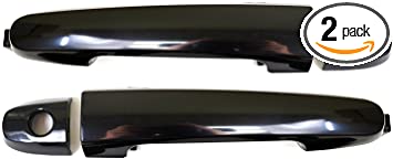Eynpire 8027 Exterior Outside Outer Smooth Black Door Handle Front Left & Front Right Pair - with Keyhole
