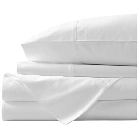 Paramount Dyeing Co. 100% Egyptian Cotton 4-Pc Sheet Set 1000 TC Premium Quality Luxurious Feel Italian Finish Bedding Set Fits Mattress Up to 18" Deep Pocket Queen White