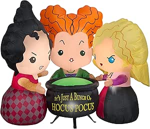 Gemmy 4.5 ft Tall Airblown Inflatable Hocus Pocus Sanderson Sisters Scene Disney Halloween Decor