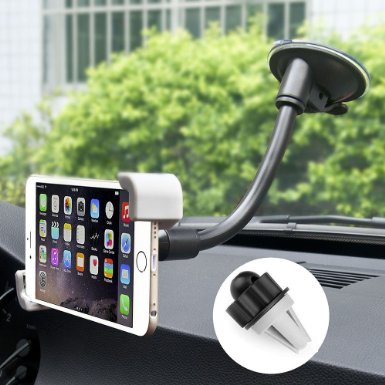 Car Mount, INNLIFE 3-in-1 Universal Phone Holder Cell Phone Car Air Vent Holder Dashboard Mount Windshield Mount for iPhone 6S Samsung Galaxy S7 and Android Smartphones (Black)