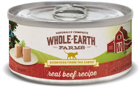 Whole Earth Farms Grain Free Real Beef Recipe Canned Cat Food 5-Ounces 24-Pack