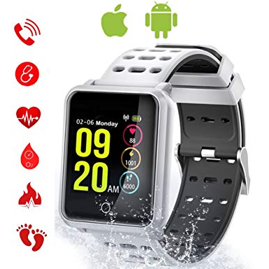 TagoBee Smart Watch TB06 IP68 Fitness Tracker for Swimming Bluetooth Waterproof Activity Tracker Smart Bracelet for Men Women Kids Smart Band Suport Pedometer Step Counter Blood Pressure Hear (White)
