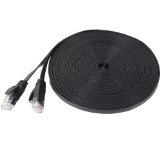 Fosmon High Speed Cat6 RJ45 FLAT TANGLE FREE Snagless Network Cable - Patch - Ethernet  Moderm  Router  LAN  Printer  MAC  Laptop  PS2 and PS3  XBox and XBox 360 - Fosmon Retail Packaging - Black - 25ft