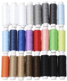 BYKES Set of 24 Assorted Spools of Polyester Sewing Thread Full Size 200 Yards Each