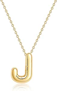 Lcherry Bubble Letter Necklace Gold Plated Initial Necklaces for Women Trendy Chunky Balloon Charm Necklace Gifts for Women Girl