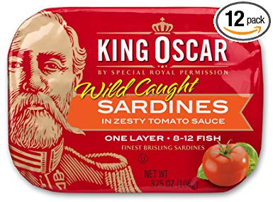 King Oscar Wild Caught Sardines Zesty Tomato, 3.75 Ounce (Pack of 12)