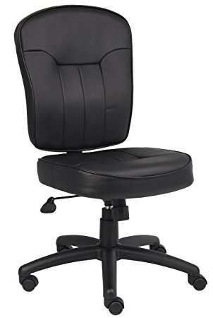 Boss Leather Adjustable Task Chair Without Arms, Black