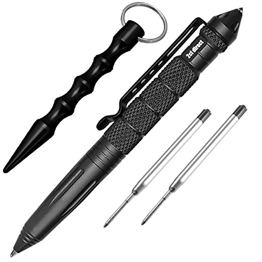 Tactical Pen Self Defense Tool with Self Defense Keychain (SDK) | Aircraft Aluminum Heaven Writing Ballpoint Pen   Glass Breaker   DNA Catcher   SDK with Pressure Tip   2 Ink Cartridges | Gift Boxed