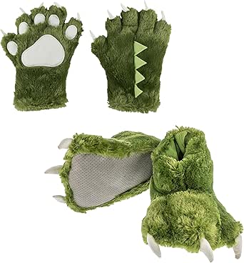 Lazy One Paw Mittens and Slippers Set, Cute Animal Accessories for Kids and Adults