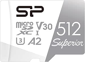 Silicon Power 512GB Superior Micro SDXC UHS-I (U3), V30 4K A2 with Adapter