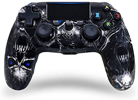 CHENGDAO PS4 Controller Wireless 2020 New Skull Design High Performance Dual Shock Gamepad for Playstation 4/Pro/Slim/PC with Audio Function, Mini LED(Skull)