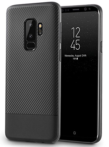 Galaxy S9 Plus Case, Caka Lightweight Ultra Slim Thin Carbon Fiber Durable Anti-Slip Scratch Resistant Shock Absorption Soft TPU Protective Cover For Samsung Galaxy S9 Plus - (Black)