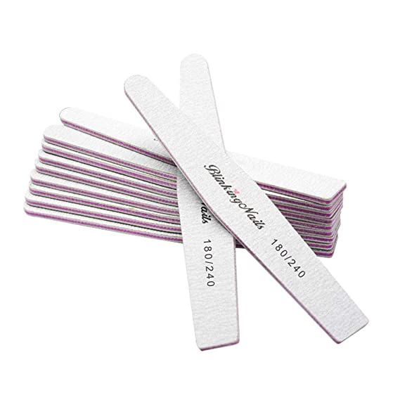 Nail Files and Buffers 180/240 Grit Professional Nail File for Natural Nails Double Sides Washable Block Disposable Nail Files for Acrylic Nails