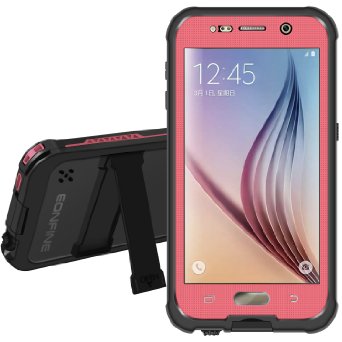 S6 Waterproof Case,Eonfine Full Sealed Protection Case IP68 Waterproof Case,Snow Dirt Shock Proof Case with Kickstand Built-in Screen Protector Protective Case Cover For Samsung Galaxy S6 Pink