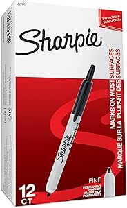 Sharpie Retractable Permanent Markers | Fine Point | Black | 12 Count