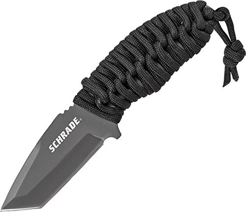 Schrade SCHF47TA 6in High Carbon S.S. Full Tang Neck Knife with 2.7in Tanto Point Blade and 550 Paracord Handle for Outdoor Survival, Tactical and EDC