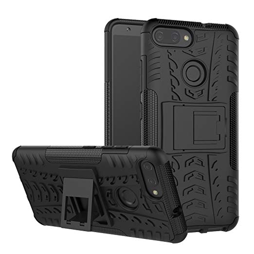 Asus ZenFone Max Plus ZB570TL Case, Linkertech [Shockproof] Tough Rugged Dual Layer Protector Hybrid Case Cover with Kickstand for Asus ZenFone Max Plus (M1) 5.7" (Black)