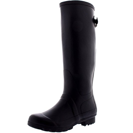 Womens Adjustable Back Tall Winter Rain Wellies Waterproof Wellington Boot