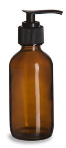 8 oz Amber Plastic Lotion / Soap Dispenser Bottle with Black Pump, 2 Pack