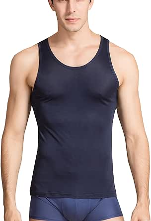 METWAY Men's Silk Tank Tops Sleeveless Pure Silk Undershirt Super Absorbent and Breathable Classic A Shirts