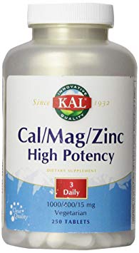 KAL Cal/Mag/Zinc Tablets, 1000/400/15 mg, 250 Count