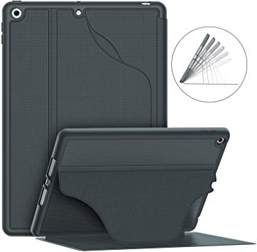 Soke Luxury Series Case for iPad 7th Generation 10.2” 2019- [Built-in Pencil Holder   6 Magnetic Stand Angles   360 Full Protection   Premium PU Leather] - Sleep/Wake Cover for iPad 10.2, Dark Grey
