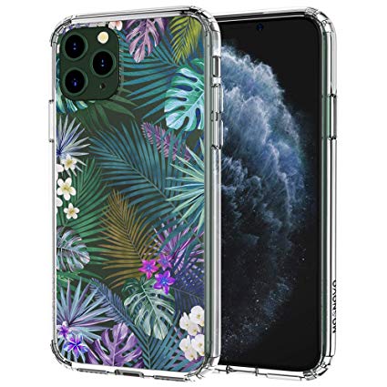 MOSNOVO iPhone 11 Pro Case, Tropical Palm Tree Leaves Pattern Clear Design Transparent Plastic Hard Back Case with TPU Bumper Protective Case Cover for Apple iPhone 11 Pro (2019)