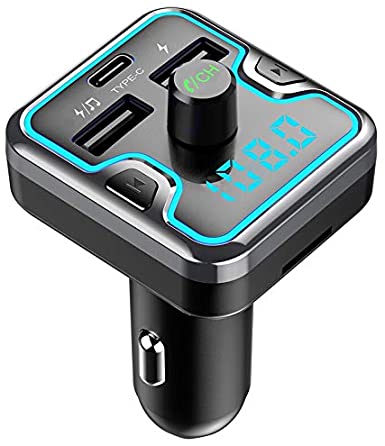 Car and Driver Bluetooth 5.0 FM Transmitter for Car, Dual USB and Type C PD 18W Car Charger Wireless Car Adapter Receiver Siri Google Alexa Assistant for iPhone 12/11/XR/Xs/X/ Samsung S10/S9 and More