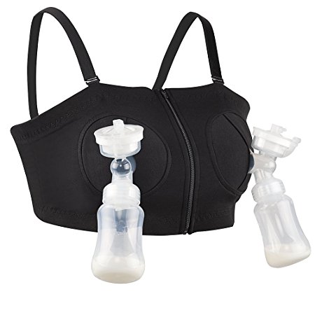 Hands-Free Pumping Bra Adjustable Breast Pump Holding Bra for Breastfeeding - Suitable for Breast-Pumps by Medela, Lansinoh, Philips AVENT, Bellema, Spectra Baby, Evenflo and more Black,Large