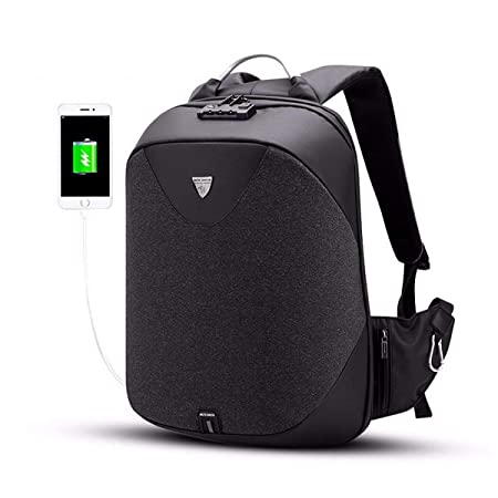 ah arctic hunter Anti-Theft 15.6 inches Water Resistant Laptop Bag/Backpack with USB Charging Port and for Men and Women (Black)