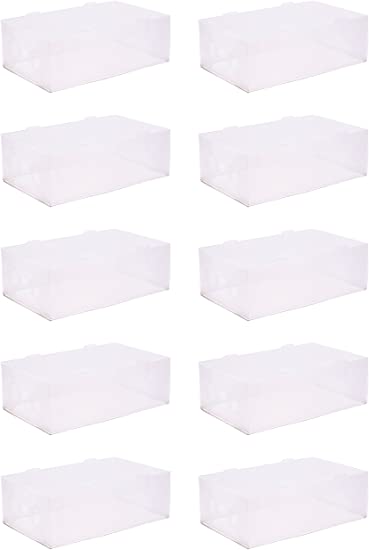 Home Zone 10 Pack of Ladies Clear Shoe Storage Boxes with Slide in/out drawer