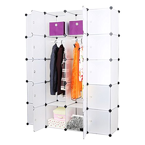 Unicoo - Multi Use DIY 20 Cube Organizer, Bookcase, Storage Cabinet, Wardrobe Closet - (Deeper Cube, White)