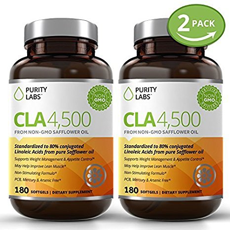 2 Bottle Bundle - Save an Extra 10% CLA Conjugated Linoleic Acid Pills 4500mg, Max Potency Serving, Non-GMO & Gluten Free Safflower Oil Supplement, Natural Weight Loss & Belly Fat Burner, 360 Softgel