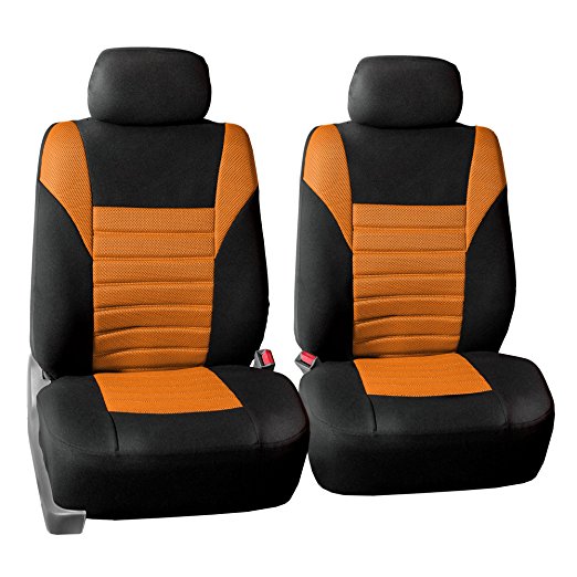 FH GROUP FH-FB068102 Premium 3D Air Mesh Seat Covers Pair Set (Airbag Compatible), Orange / Black Color- Fit Most Car, Truck, Suv, or Van